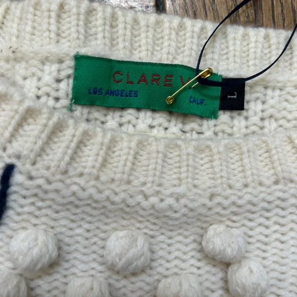 Clare V sleeveless summer sweater size Large cream, red and black. - Picture 4 of 4